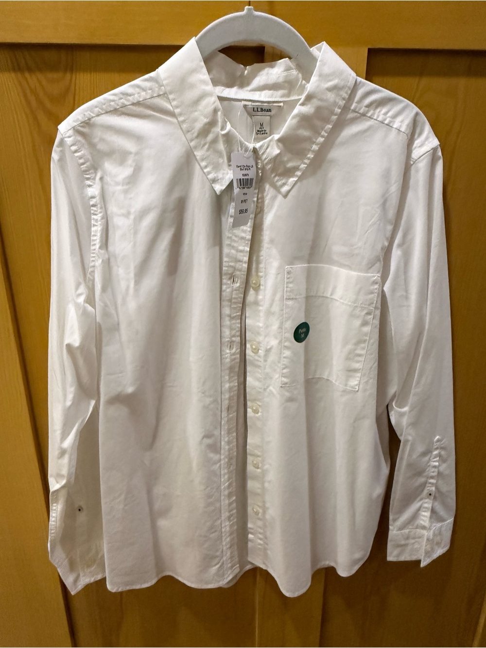 Option 1 (Detailed): NWT L.L. Bean Essential Cotton Poplin Long Sleeve Shirt Whi